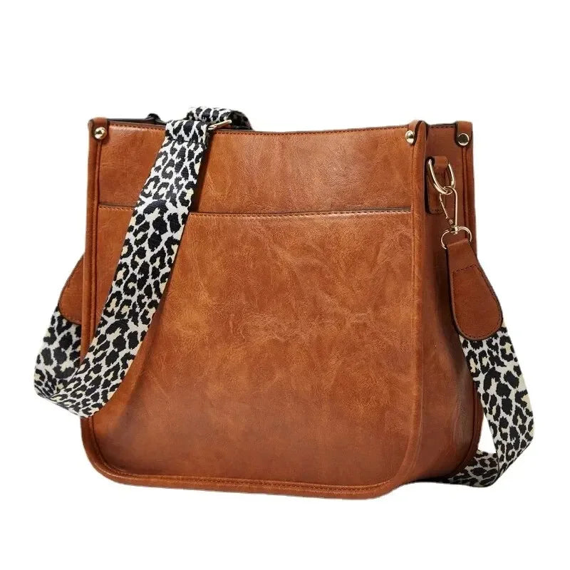 Bolsas Transversal de Couro Crossbody Com Alças Animal Print
