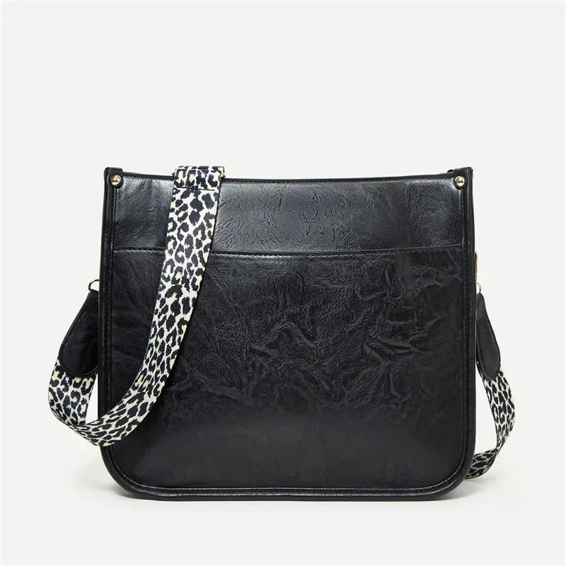 Bolsas Transversal de Couro Crossbody Com Alças Animal Print