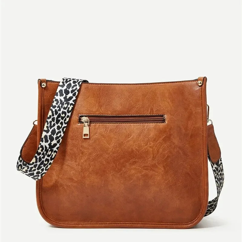 Bolsas Transversal de Couro Crossbody Com Alças Animal Print