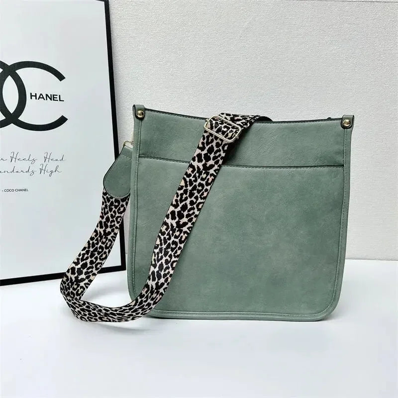 Bolsas Transversal de Couro Crossbody Com Alças Animal Print