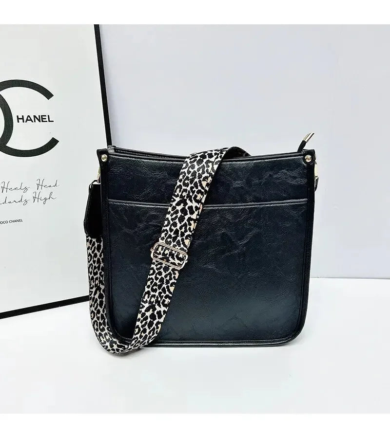 Bolsas Transversal de Couro Crossbody Com Alças Animal Print
