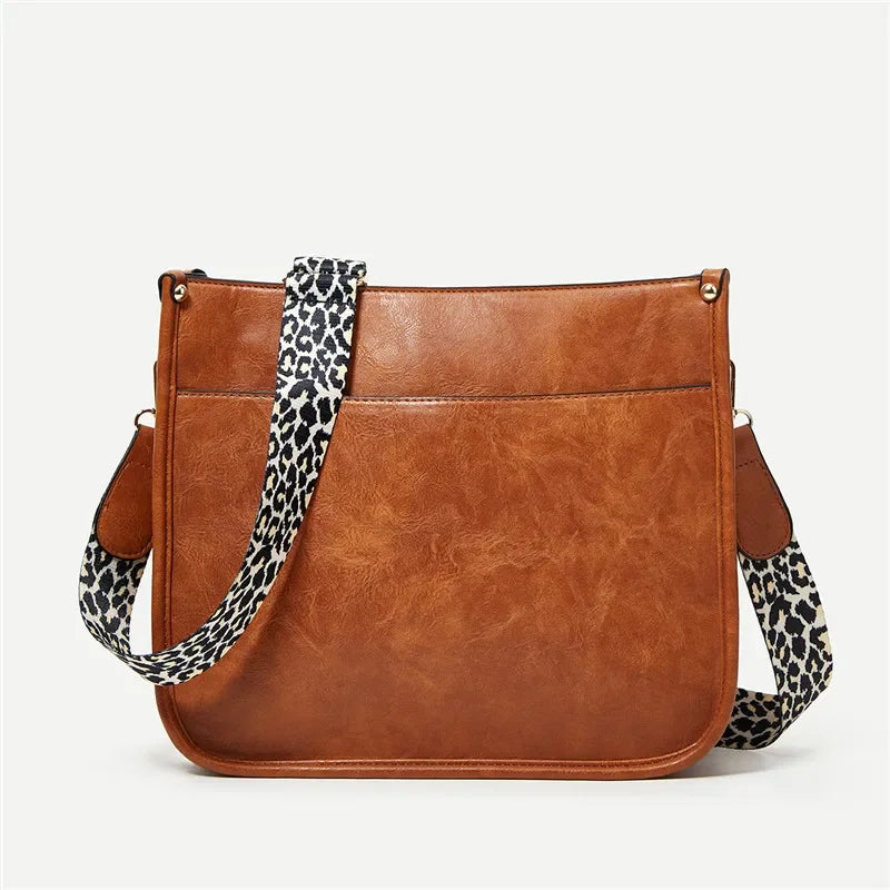 Bolsas Transversal de Couro Crossbody Com Alças Animal Print