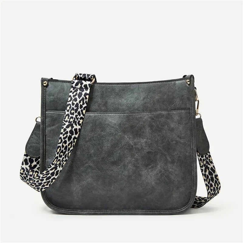 Bolsas Transversal de Couro Crossbody Com Alças Animal Print