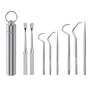 Conjunto de limpeza dental em aço inoxidável 7 peças - Shop Da Fábrica