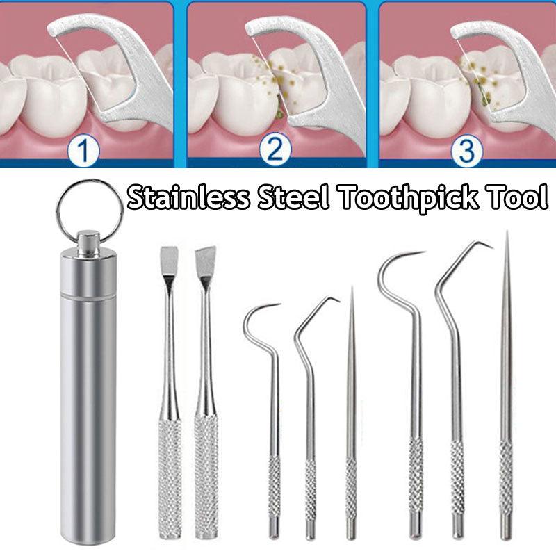 Conjunto de limpeza dental em aço inoxidável 7 peças - Shop Da Fábrica
